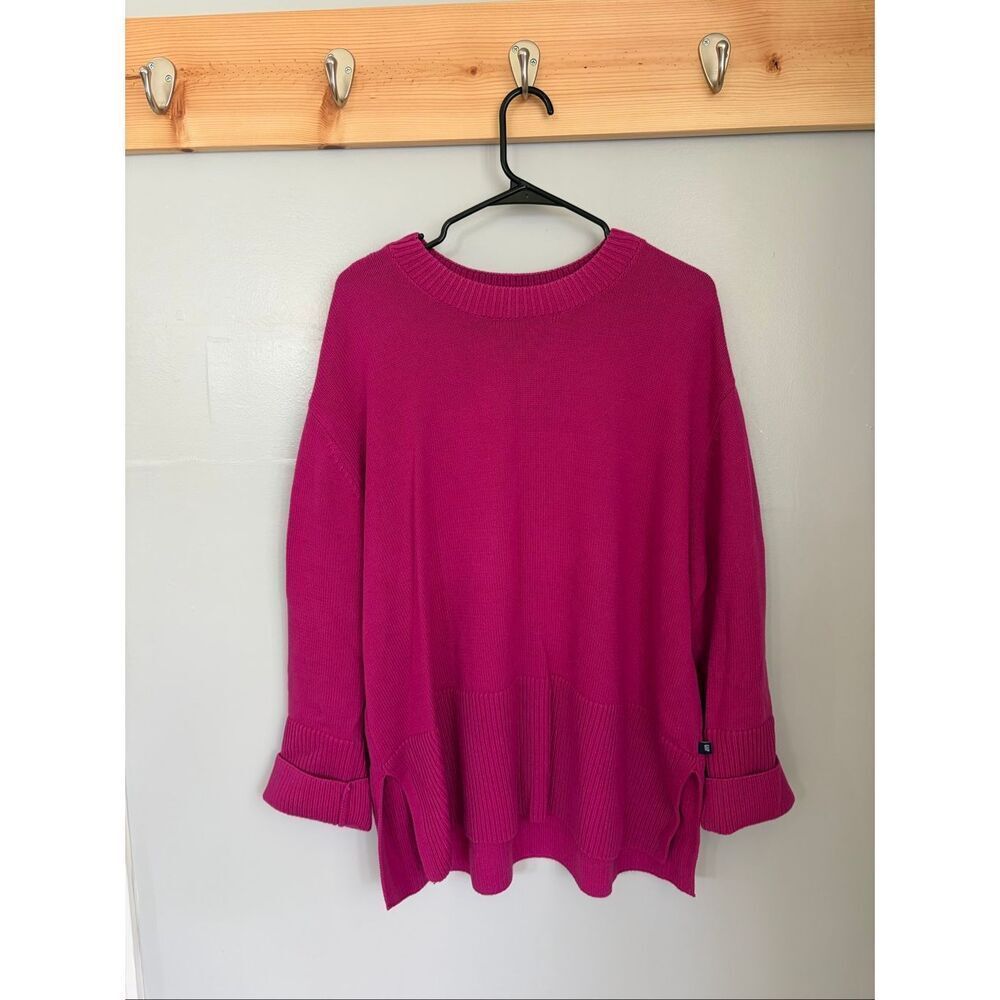 GAP 100% Cotton Magenta Crewneck Sweater Ribbed Hem Closet Staple Size XL